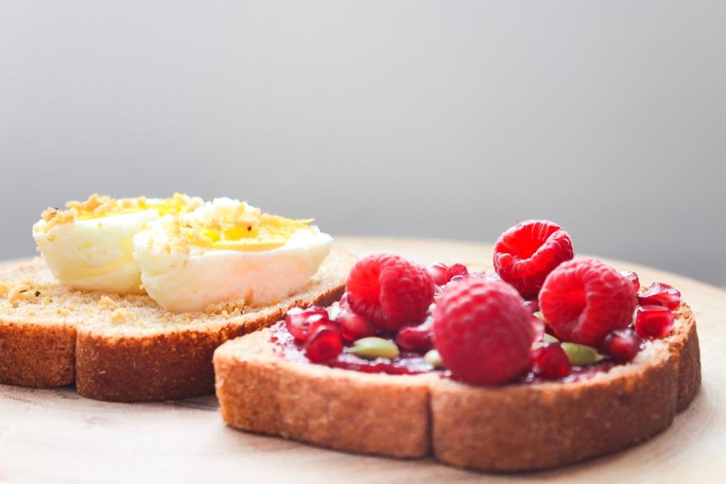 Berries bread eggs breakfast-